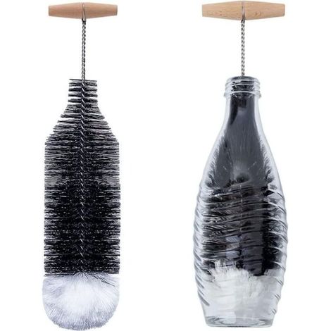 Goupillon de 35 cm compatible avec les bouteilles en verre Sodastream, brosse de nettoyage sans rayures, élimine la saleté tenace, brosse de nettoyage avec ajustement parfait (1/4)