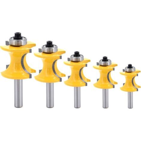 Ahlsen 5Pcs 8mm Tige Bullnose avec colonne Perle visage/Moulure Router Bit, Fraise à Bois Coupe Rayon 1/4" 3/8" 1/2" 5/8" 3/4", Outile Pour Menuiserie (1/5)