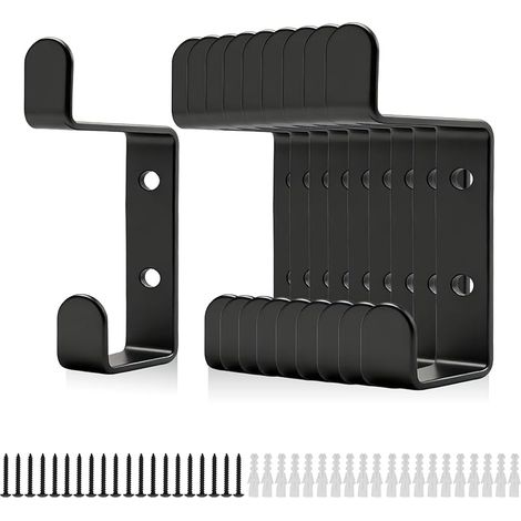 Lot de 10 crochets muraux pour panneaux acoustiques 13 mm – Noir mat, fer robuste, design crochet mural (1/5)