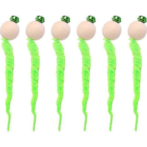 Lot de 6 jouets pour chatons mignons, balle interactive en bois en forme de chenille verte, pour l'intérieur. (1/5)