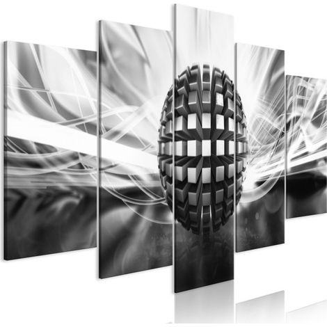Tableau 5 Panneaux "Metal Ball Wide Black & White" 50 x 100 cm (1/2)