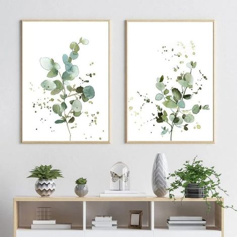 CCYKXALot de 2 posters muraux, tableaux muraux modernes, motifs de feuilles abstraits, chambre à coucher, impressions sur toile, sans cadre, 40 x 50 cm (1/5)