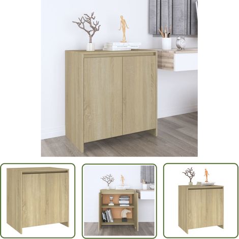 The Living Store Buffet Chêne sonoma 70x41x75 cm Bois d'ingénierie - Buffet - Meuble De Rangement - Commode - Armoire - Mobilier (1/5)