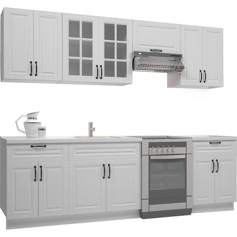 Conjunto de cocina Houston Lumen III , 260x60cm, Encimera, Aglomerado laminado, Vidrio, MDF (1/4)