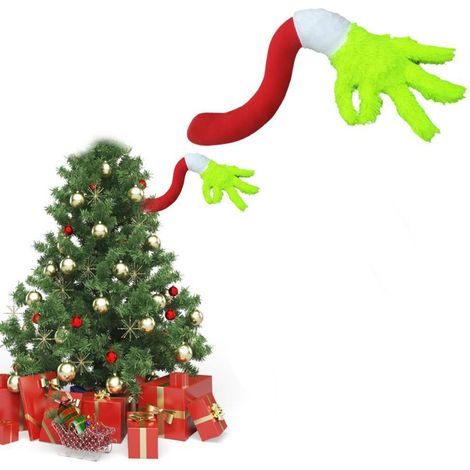 Sapin de Noël vert monstre peluche décorative, ornement amusant pour arbre de Noël, jouet en peluche de Noël mignon (1/5)