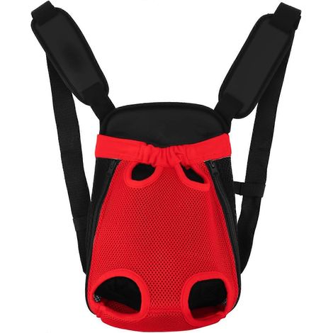 Sac à dos de transport Inspack pour chien et chat, sac ventral ajustable pour chiots et chiens taille moyenne, pattes libres, souple et aéré, rouge (1/5)