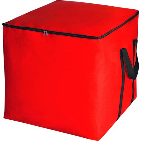 Sac de rangement avec couvercle et poignées Rouge 50 × 50 × 50 cm 125 L Sac de rangement pour déménagement, camping, linge de lit, rangement de vêtements (1/5)