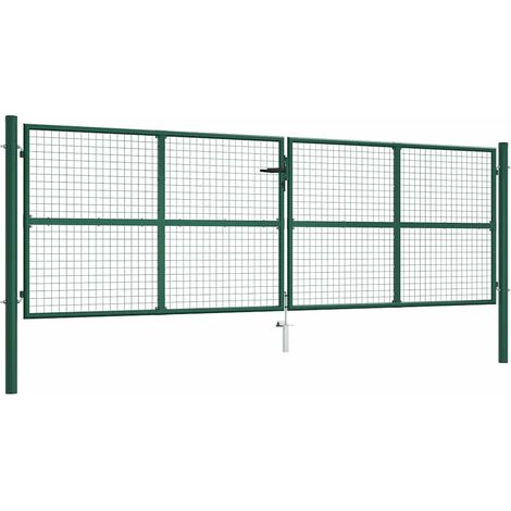 Portail de jardin en acier grillagé 400 x 125 cm Vert