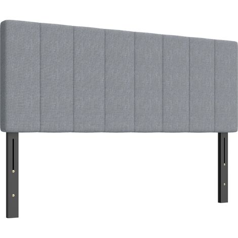 Tête de lit réglable en hauteur (3 positions), pieds en métal, aspect lin, 160 x 10 x 106/116/126 cm, gris (1/5)