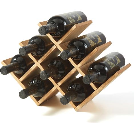 1 Casier à Vin Bois, 3 Étagères, 8 Bouteilles, Verres, Design Flexible, Table Autoportant, Intérieur (1/5)