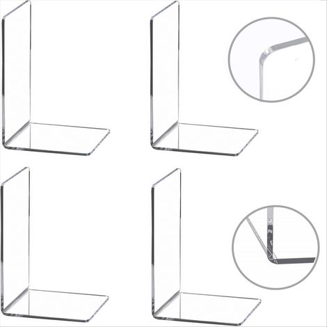 Juego de 4 sujetalibros de acrílico transparente con pegatinas antideslizantes para dormitorio, biblioteca, oficina, escuela y estudio (2 pares)