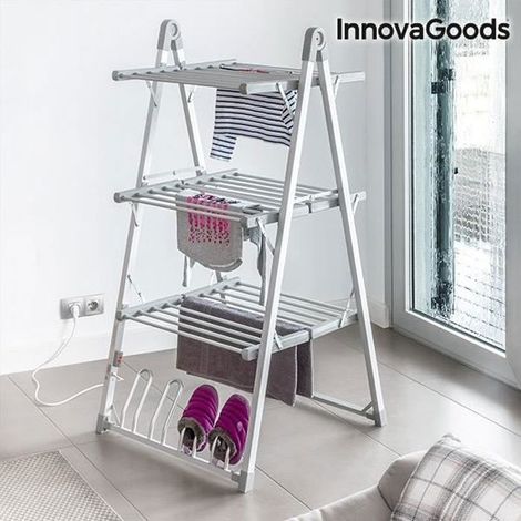 Etendoir a Linge Pliable Electrique Chauffant Solide 30 Barres 300W – Séchoir à linge d'intérieur avec support chaussure chaussons
