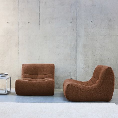 Lot de 2 fauteuils chauffeuses en bouclette texturée terracotta style contemporain 1 place