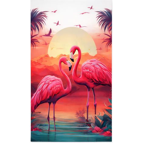 Telo Mare Grande 100x180 Spugna Spiaggia Piscina Maui Flamingo Sunset D23