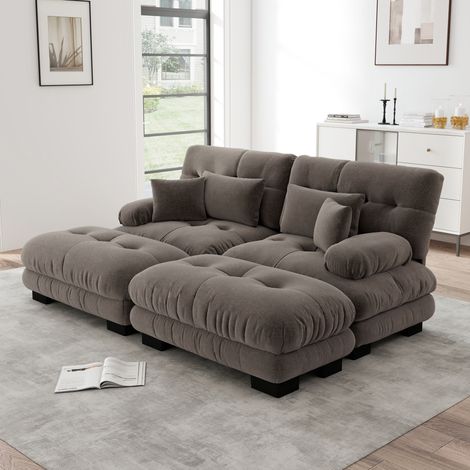 Canape dangle modulaire en chenille marron HAVRYA (1/5)