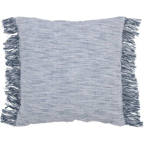 Coussin avec Franges "Santorin" 45x45cm Blanc & Bleu (1/5)