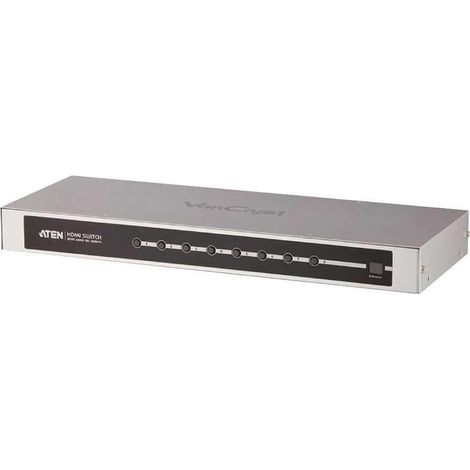 Conmutador HDMI Aten VS0801H negro y plata