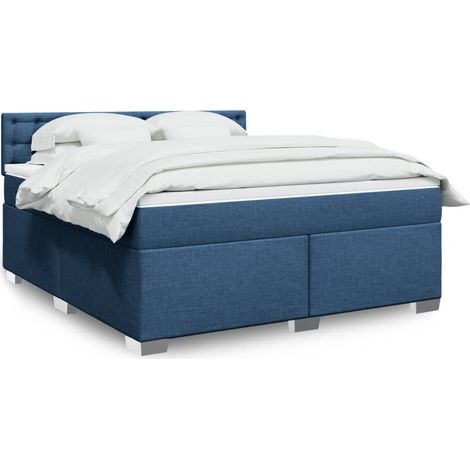 Boxspringbett mit Matratze Blau 180x200 cm Stoff (1/5)
