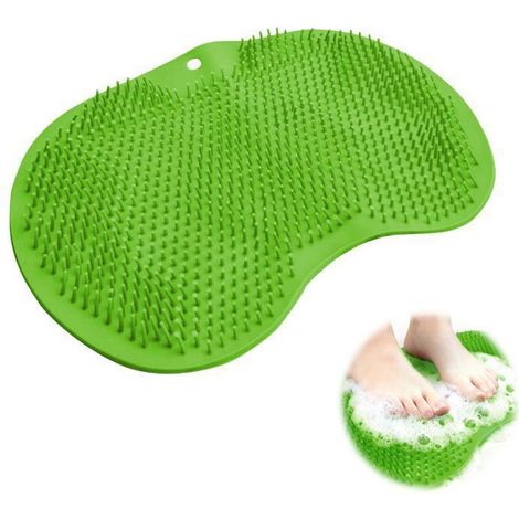 HOXILEELEOTapis de douche exfoliant pour les pieds avec ventouses antidérapantes, coussin de bain exfoliant et masseur vert (1/5)