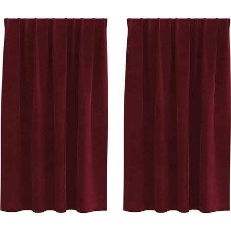 Rideaux occultants 2 pcs Bordeaux 140 x 140 cm Velours (1/5)