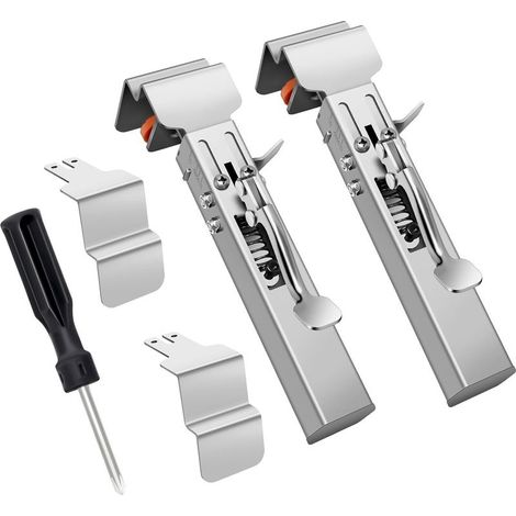 2PCS Pinces de fixation de tiroir réglables, Pinces d’installation d’armoire universelles en acier inoxydable, Pinces de fixation d’installation réglables de 32 à 50 mm, Pinces d’installation (1/5)