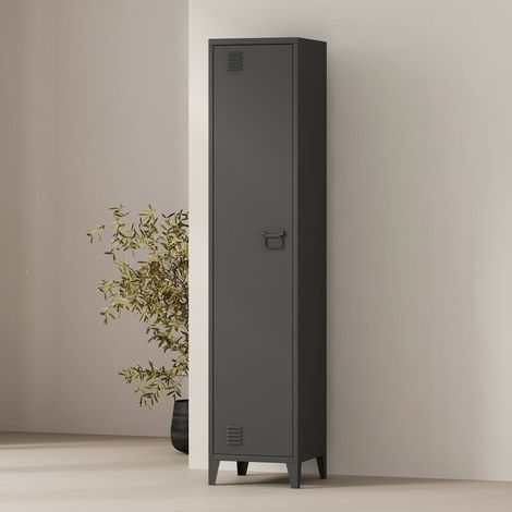 Dmora - Armario de columna Mirtillo, Mueble alto para baño o cocina, Armario alto multifuncional, Gabinete multiusos, 38x38 h180 cm, Pizarra (1/5)