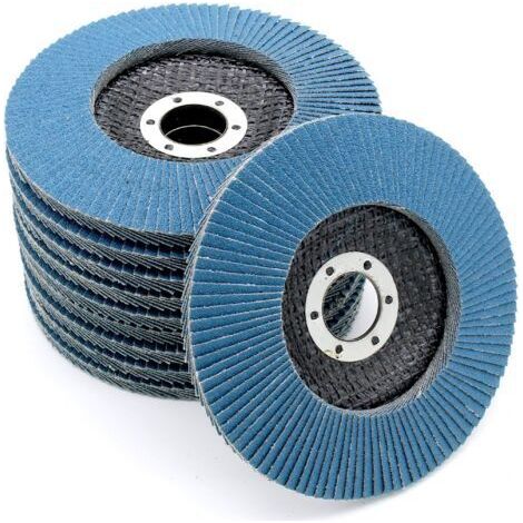 BUNTHAUS Compartiments Disques │ bleu │ 10 pièces │ Ø 125 mm │ grain 80 │ Inox │ Disques Abrasifs │ Disques à Lamelles