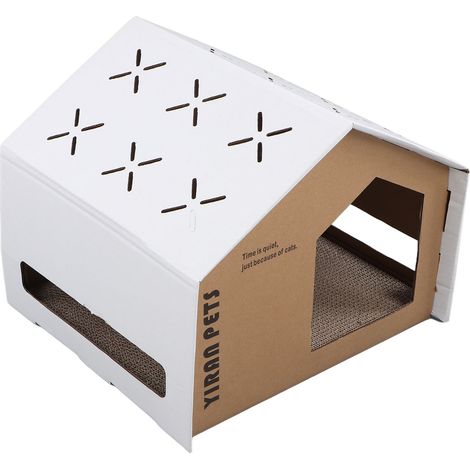 Maison en carton pour chat, mignonne, portable, spacieuse, pour faire ses griffes et se détendre, haute densité, pour l'intérieur 008 2 (1/5)