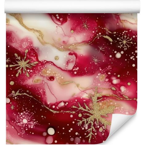Papier peint rouge encre, corail et rose pour salon et chambre 50x1000 cm (1/5)