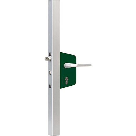 Serrure de portail type industriel pour profil de 30 à 50 mm à cylindre européen LAKQU2 vert RAL 6005 - LOCINOX (1/2)