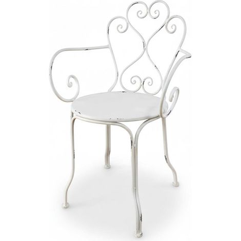 Fauteuil jardin blanc patiné fer 59x51x89cm