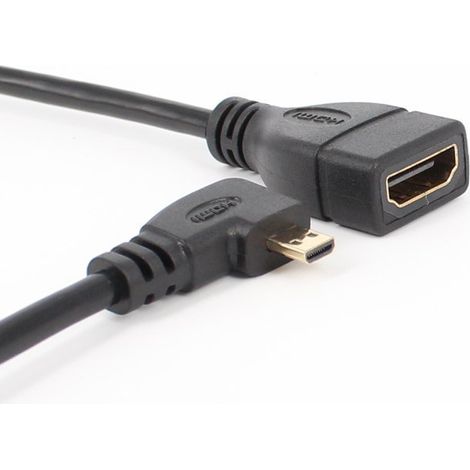 Left-angled micro HDMI to HDMI adapter cable, short high-definition micro HDMI cable for connecting a mobile phone to a television (1/5)