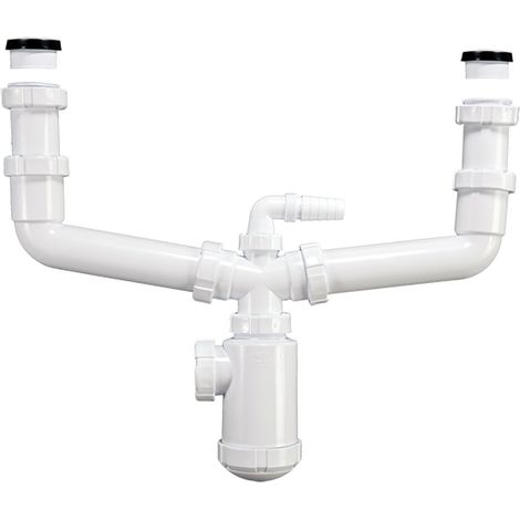 Sifón botella con doble racor extensible asiento plano y cónico salida horizontal R-28 - RIUVERT (1/2)