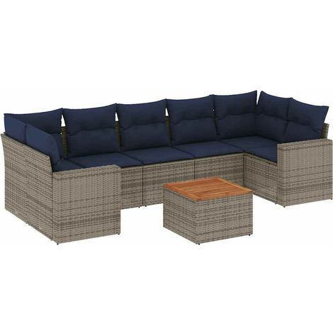 vidaXL Set Divani da Giardino 8 pz con Cuscini Grigio in Polyrattan (1/5)