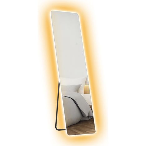 Miroir transparent LED 150x40 cm pleine longueur avec 3 couleurs et mémoire, décoration design moderne pour chambre et dressing pratique et connecté