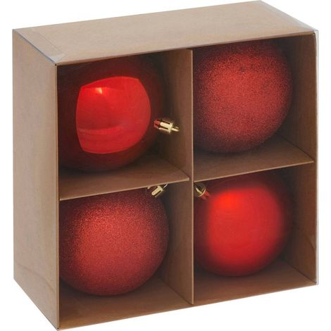Set di 4 palline d.10cm in polistirene riciclato rosso - Atmosphera créateur d'intérieur