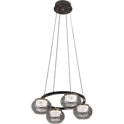 Colgante pompeya 4l neg 28w 3000-4000-6000k c/remoto y reg.intensidad 2520lm regx48x48 cm