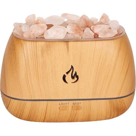 Ultraschall-Luftbefeuchter mit Aromadiffusor und USB-Anschluss, 3D-Flammen-Diffusor, Holzmaserung-Farbe