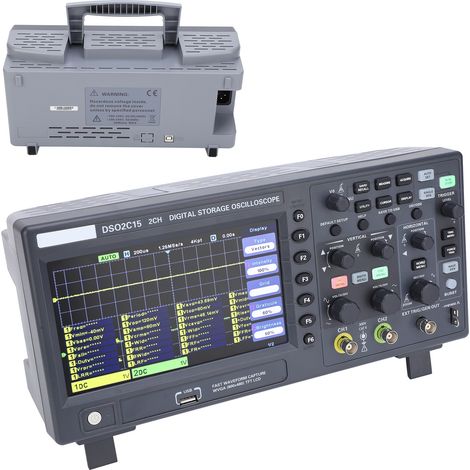 Oscilloscope numérique à mémoire DSO2C15, bande passante de 150 MHz, 2 canaux, échantillonnage à 1 GSa/s, alimentation UE 100-240 V (1/5)