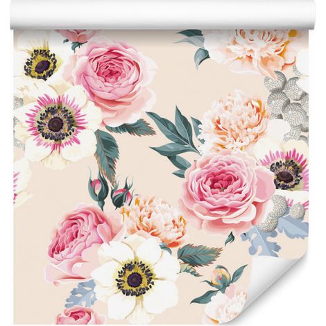 Papier peint fleuri aux couleurs chatoyantes pour salon et chambre 50x1000 cm (1/5)