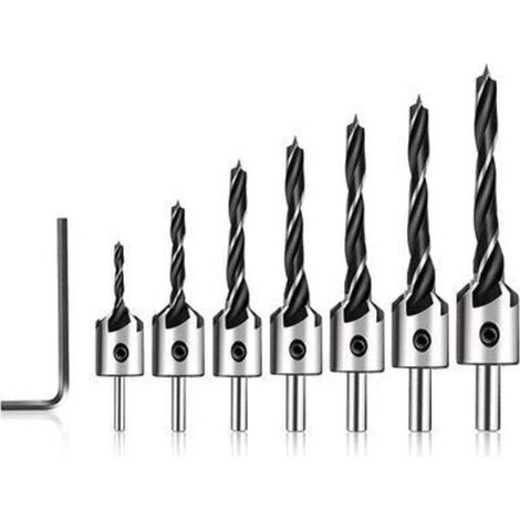 Fraises À Bois HSS Avec Clé Hexagonale Pour Chanfreinage Et Alésoir Tailles 3 4 5 6 7 8 10 Mm (1/4)