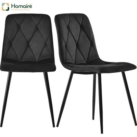 Esszimmerstuhl Velours schwarz aus Polyester 45 x 40 x 86 cm HOMAIRE (1/5)