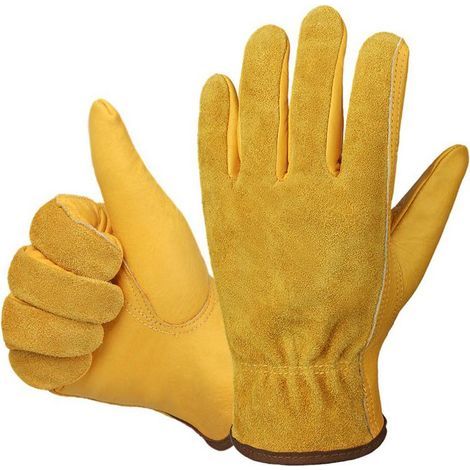 Schnittfeste und rutschfeste Gartenhandschuhe aus Leder – verstärkter Schutz für Damen und Herren – ideal für Gartenarbeiten, Heimwerken und Schweißen (Größe M)