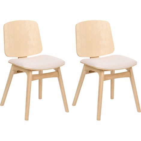 Conjunto de 2 sillas de comedor estructura de madera asiento de tela sin reposabrazos marrón claro y beige claro Charleston (1/5)