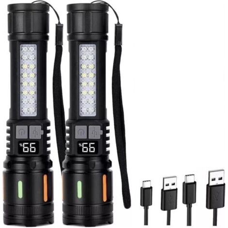 Lampe de poche LED USB Super Hell, 2 pièces, lampe de poche, lampe tactique, lumière Akku (1/5)