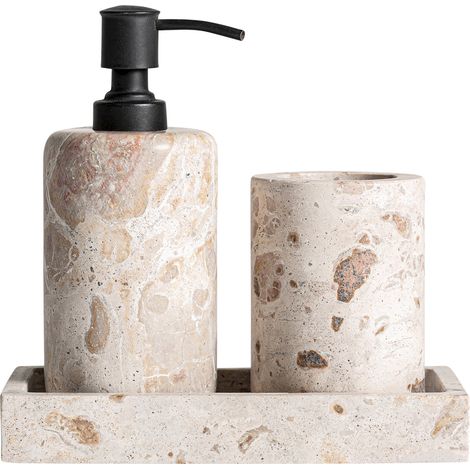 Ensemble salle de bain en marbre contemporain - beige marbré aux tons bruns (1/2)