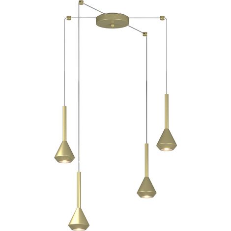 Lampadario Moderno Aygo Metallo Ottone 4 Luci Gu10
