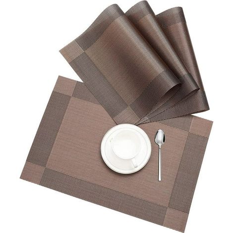 Mantel Individual, Juego De Mantel Individual De 4 Manteles Individuales Antideslizantes De Pvc Lavables A Prueba De Desgaste Resistentes Al Calor Para El Hogar, Restaurante (1/4)
