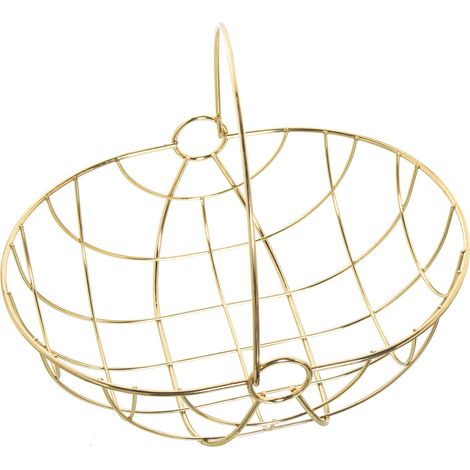Bol à fruits rond avec poignée en métal doré 29 x 22 x 12/24,5 cm (1/3)