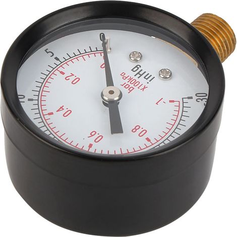 Manomètre à vide 2" pour compresseur d'air, eau, huile et gaz, montage inférieur 1/4" NPT MF (1/5)